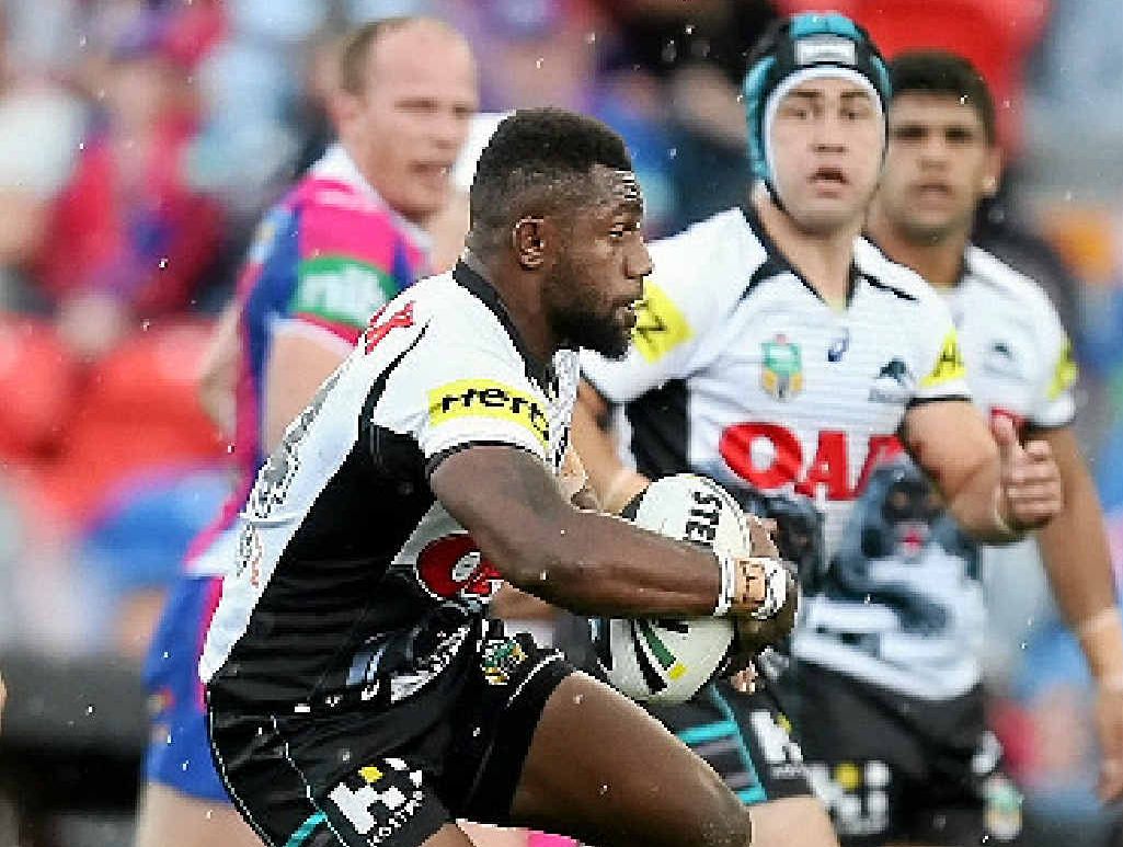 STEPPING UP: Penrith hooker James Segeyaro dances through the Newcastle defensive line during yesterday’s showdown at Hunter Stadium. STEPPING UP: Penrith hooker James Segeyaro dances through the Newcastle defensive line during yesterday’s showdown at Hunter Stadium.